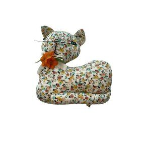 Small Vintage Simplicity Cloth Floral Cat Kitty Orange Flower